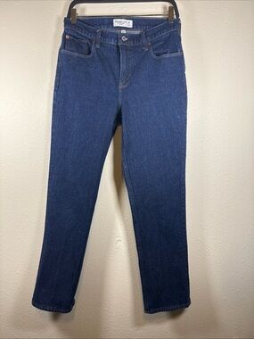 Abercrombie 90s Straight Mid Rise Curve Love Dark Wash Jeans 28 Short